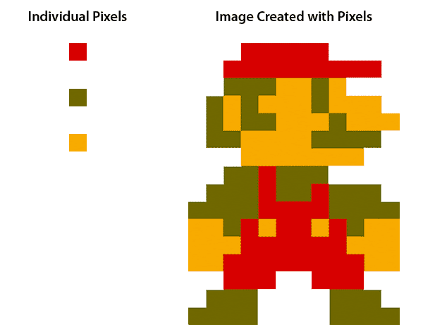 Mario made up of different pixels pixel